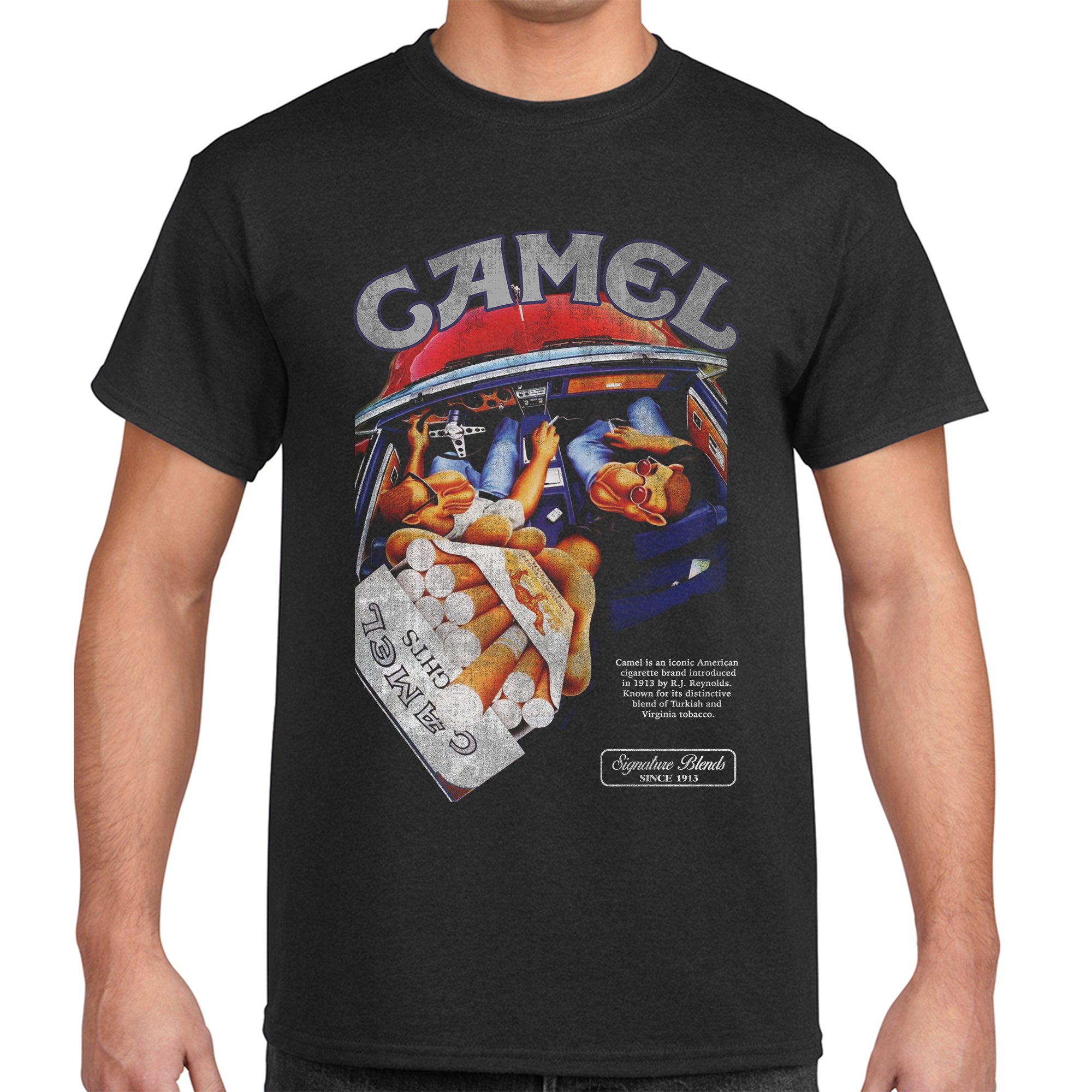 Vintage Graphic T-Shirt, Camel Cigarettes, Retro, Poster